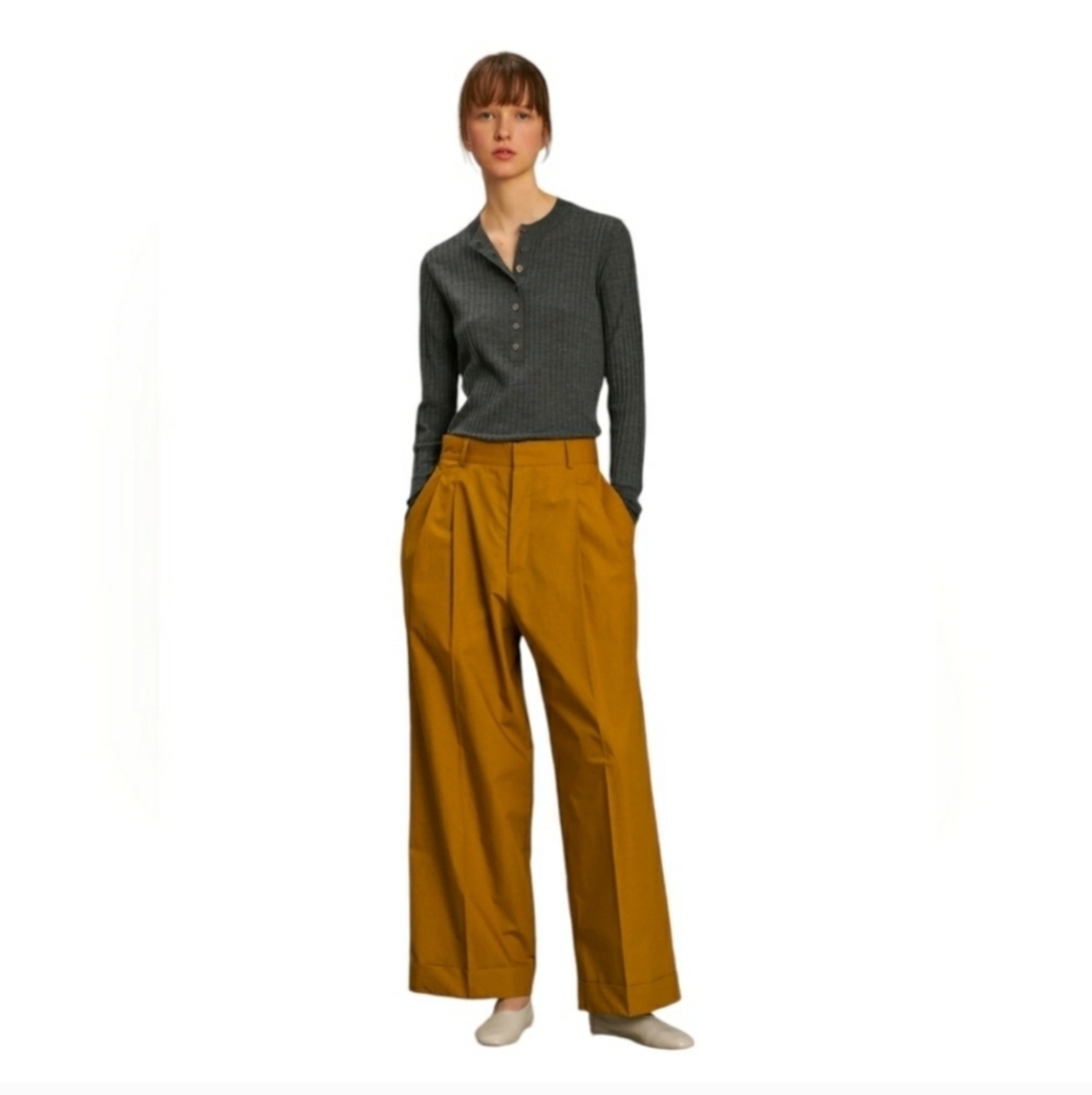 SOEUR Watson Pleated Trousers in Bronze Pants, Size 36, S/M